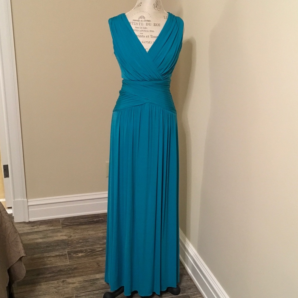 BCBG Teal Blue Sleeveless Maxi Dress